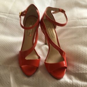 Red (tangerine) 4” heels never worn size 7 by INC.
